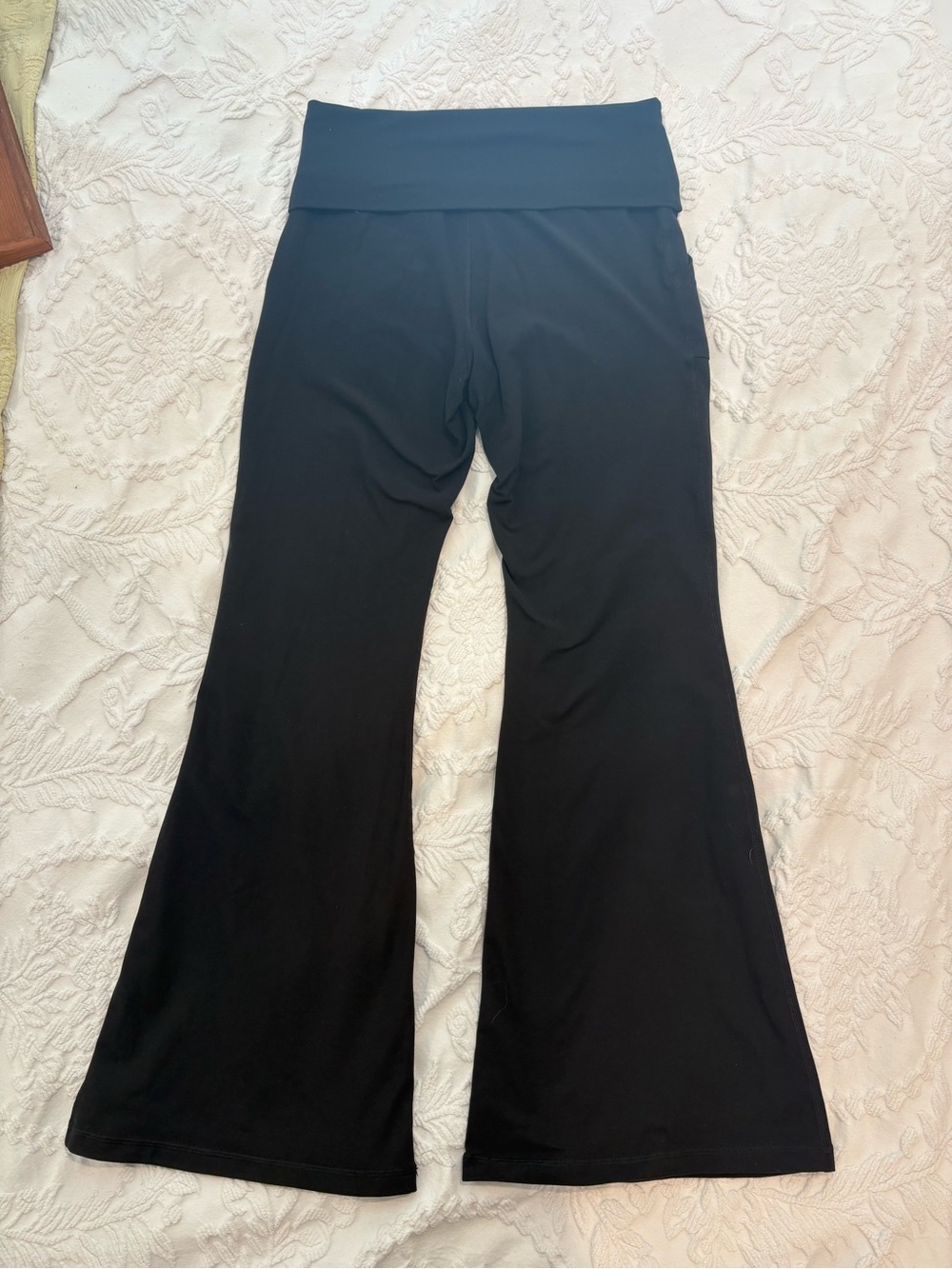aerie Black Fold-Over Flare Pants with Front Pockets - Picture 2 of 5